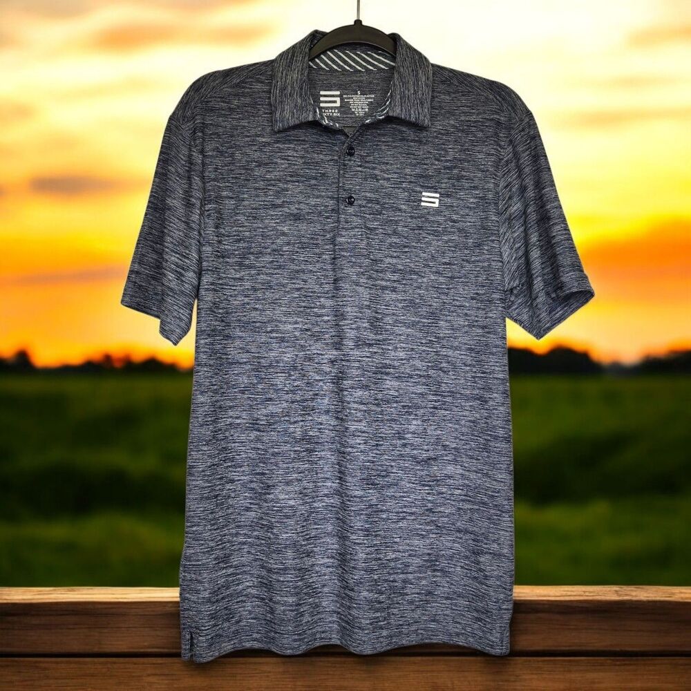 Three Sixty Six Dri-Fit Golf Polo Men's Small Athletic Casual Work Shirt DK Blue